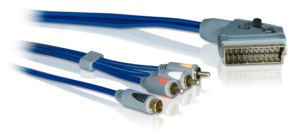 Philips SWV7255W/10 adaptador de cable de vídeo 1,5 m SCART (21-pin) 3 x RCA + S-Video Azul, Gris