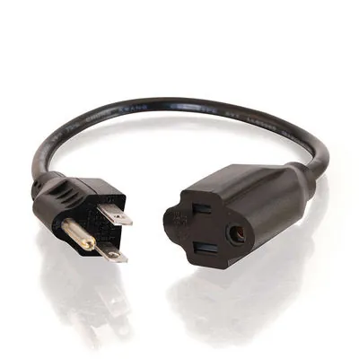 C2G 8ft Outlet Saver 16 AWG Power Extension Cord (NEMA 5-15R -> NEMA 5-15P) Negro 2,4 m