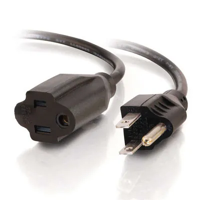 C2G 2ft Outlet Saver 16 AWG Power Extension Cord (NEMA 5-15R to NEMA 5-15P) Negro 0,60 m