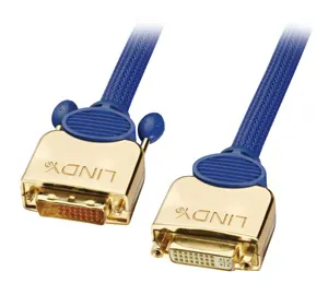 Lindy DVI-D Premium Gold Dual Link 2.0m cable DVI 2 m Azul