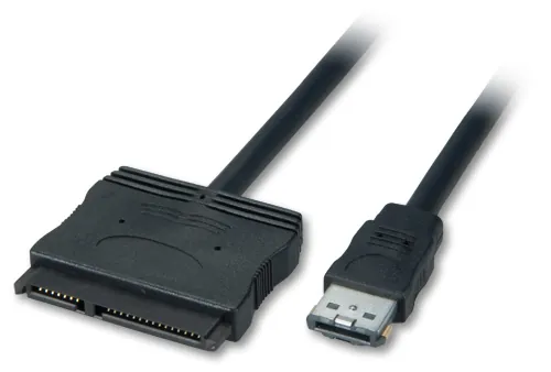 Lindy External Power-over-eSATA & SATA Power (5V / 12V), 1m cable de SATA Negro