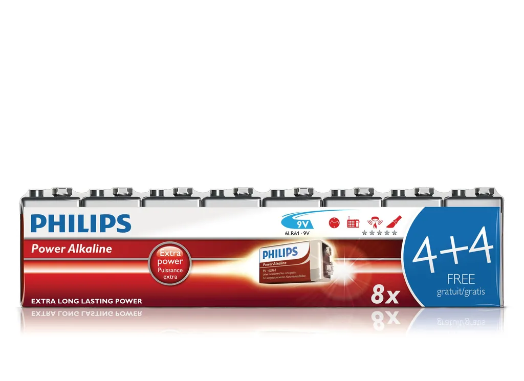 Philips PowerLife 6LR61P8F/10 pila doméstica Batería de un solo uso 9V Alcalino